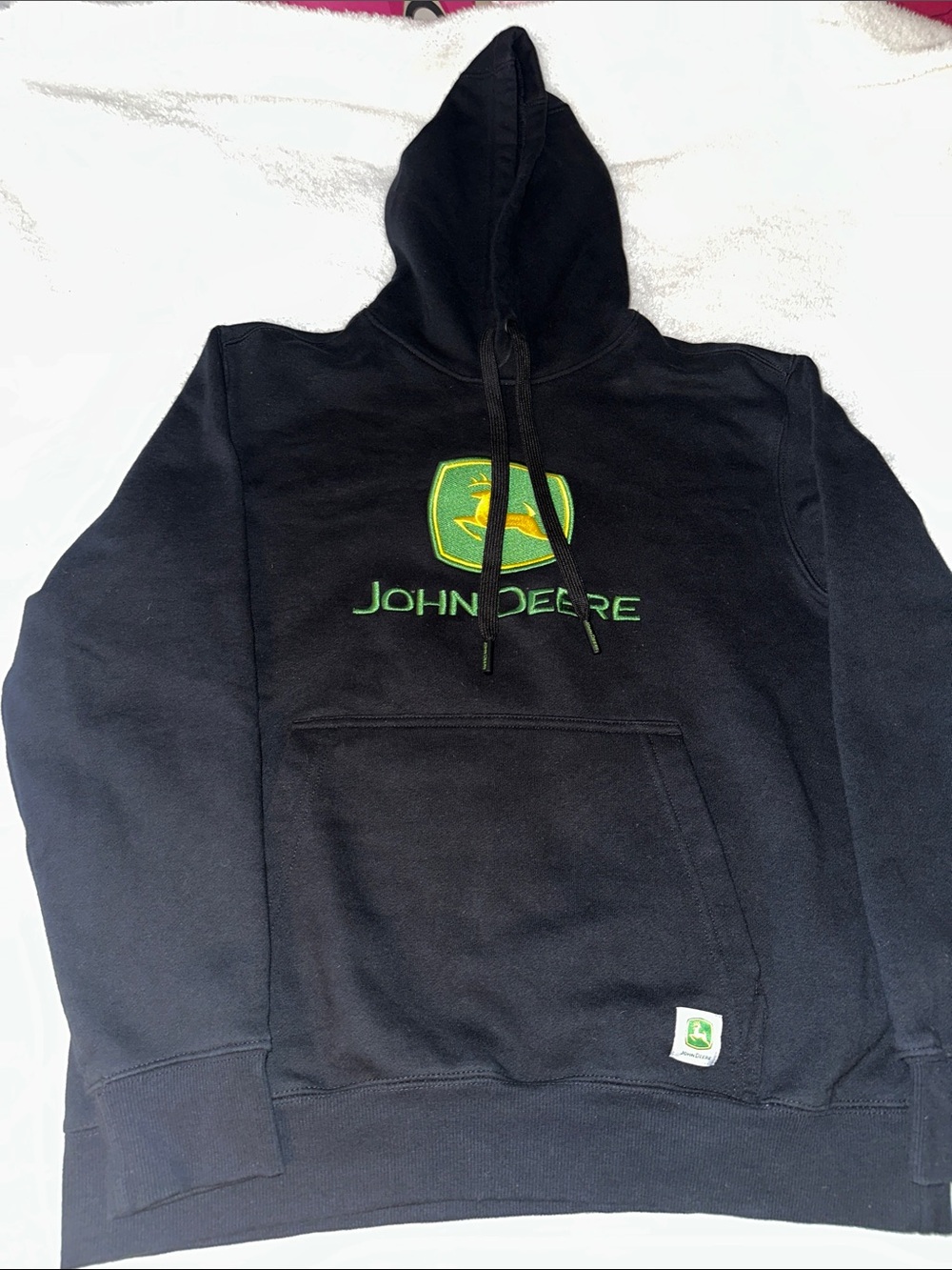 John Deere Black Hoodie with Green and Yellow Logo